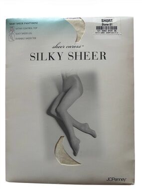 Silky Sheer | Short Bone 81 | Silky Sheer Pantyhose Control Top Durable Toe NWT